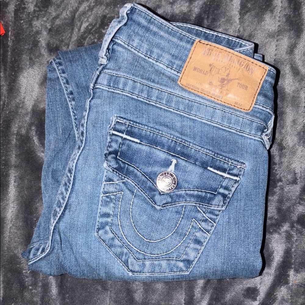 True Religion Women's Medium Wash Super Skinny Jeans Size 24